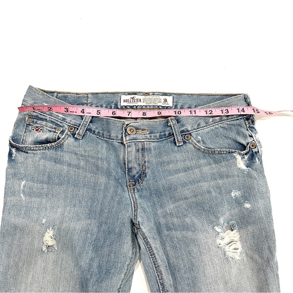 Hollister Light Wash Distressed Ripped Flare Jeans - Picture 5 of 8